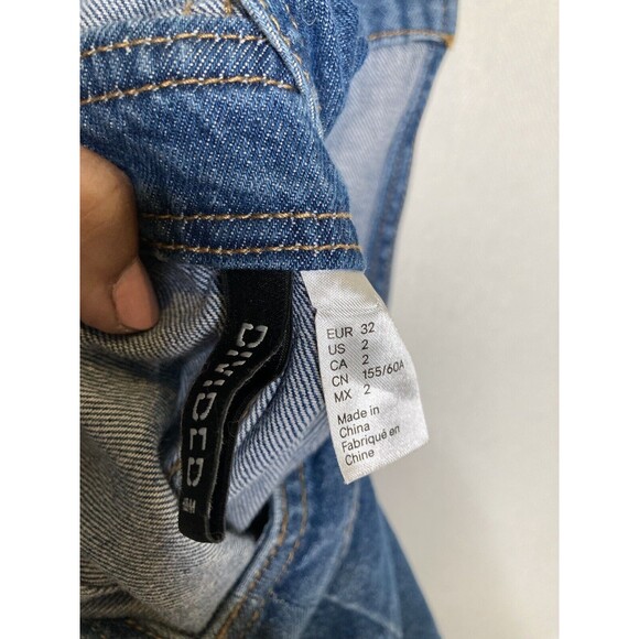 Divided H&M Denim Overall Dress Womens 2 Blue Jean Mini Button Front Sleeveless - Picture 12 of 12